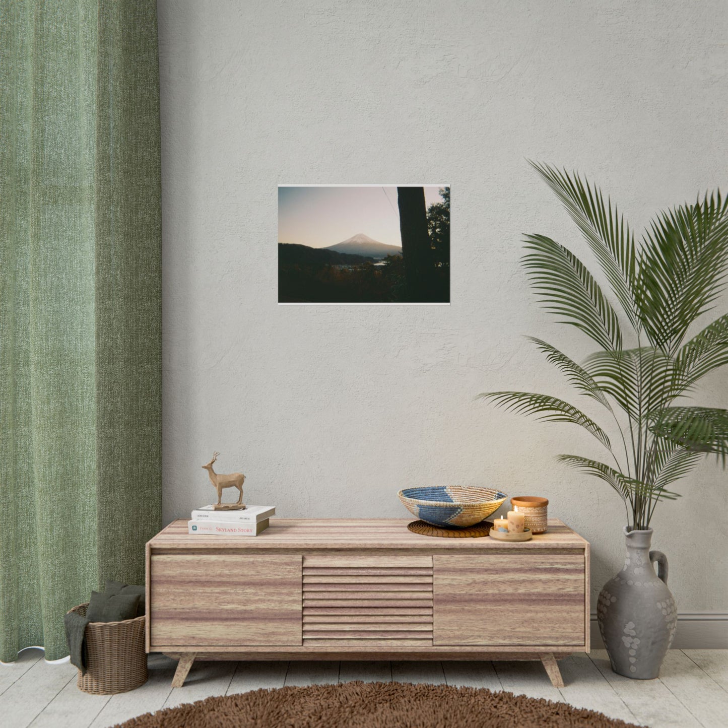 Mount Fuji Sunset Poster — Vintage-Style Japanese Landscape Print (use film camera)