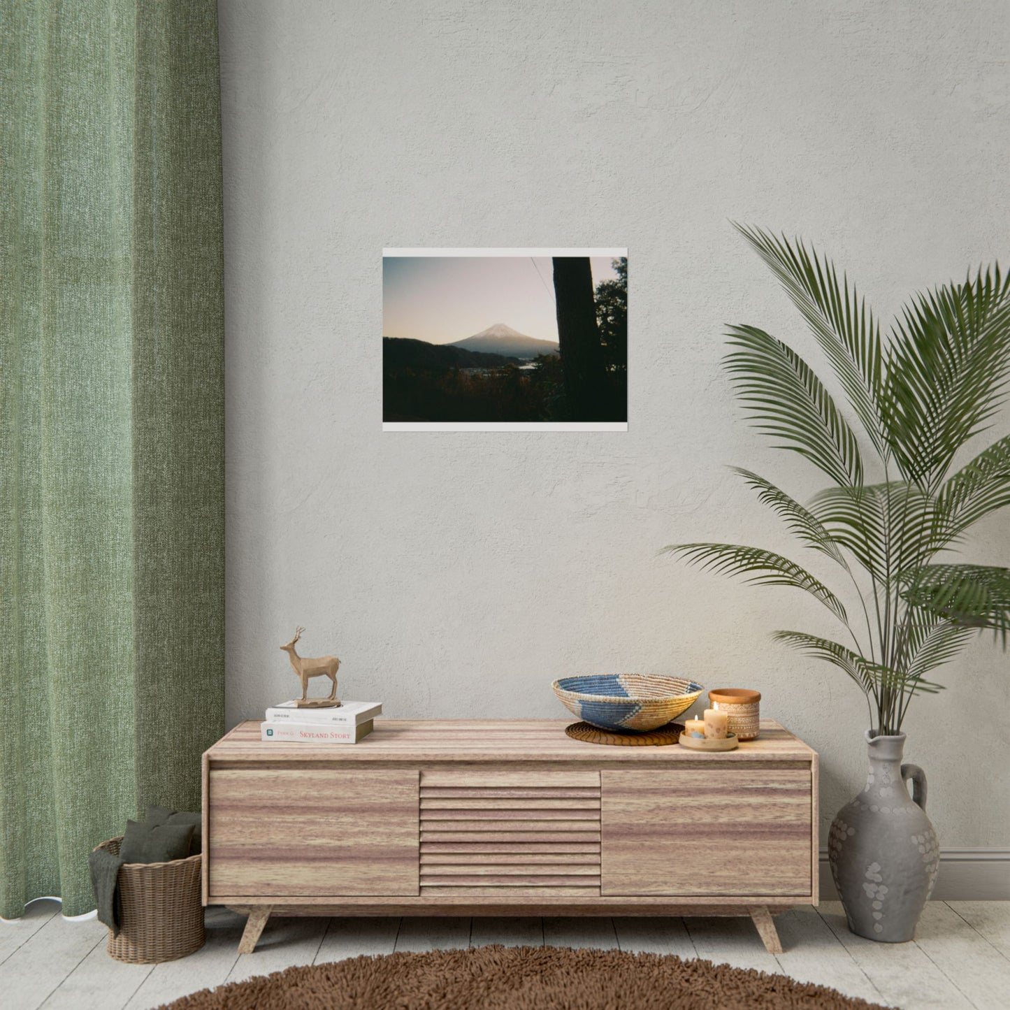 Mount Fuji Sunset Poster — Vintage-Style Japanese Landscape Print (use film camera)