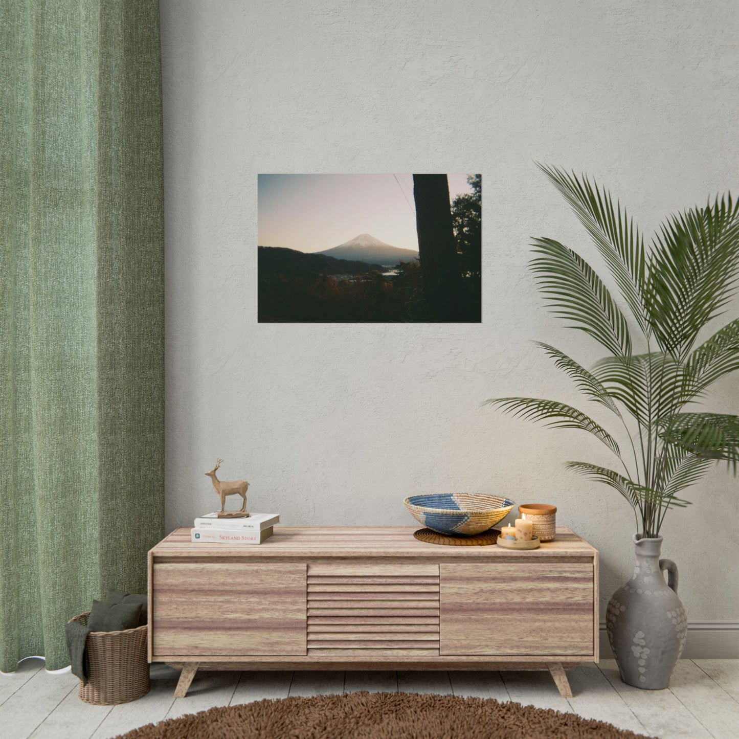 Mount Fuji Sunset Poster — Vintage-Style Japanese Landscape Print (use film camera)