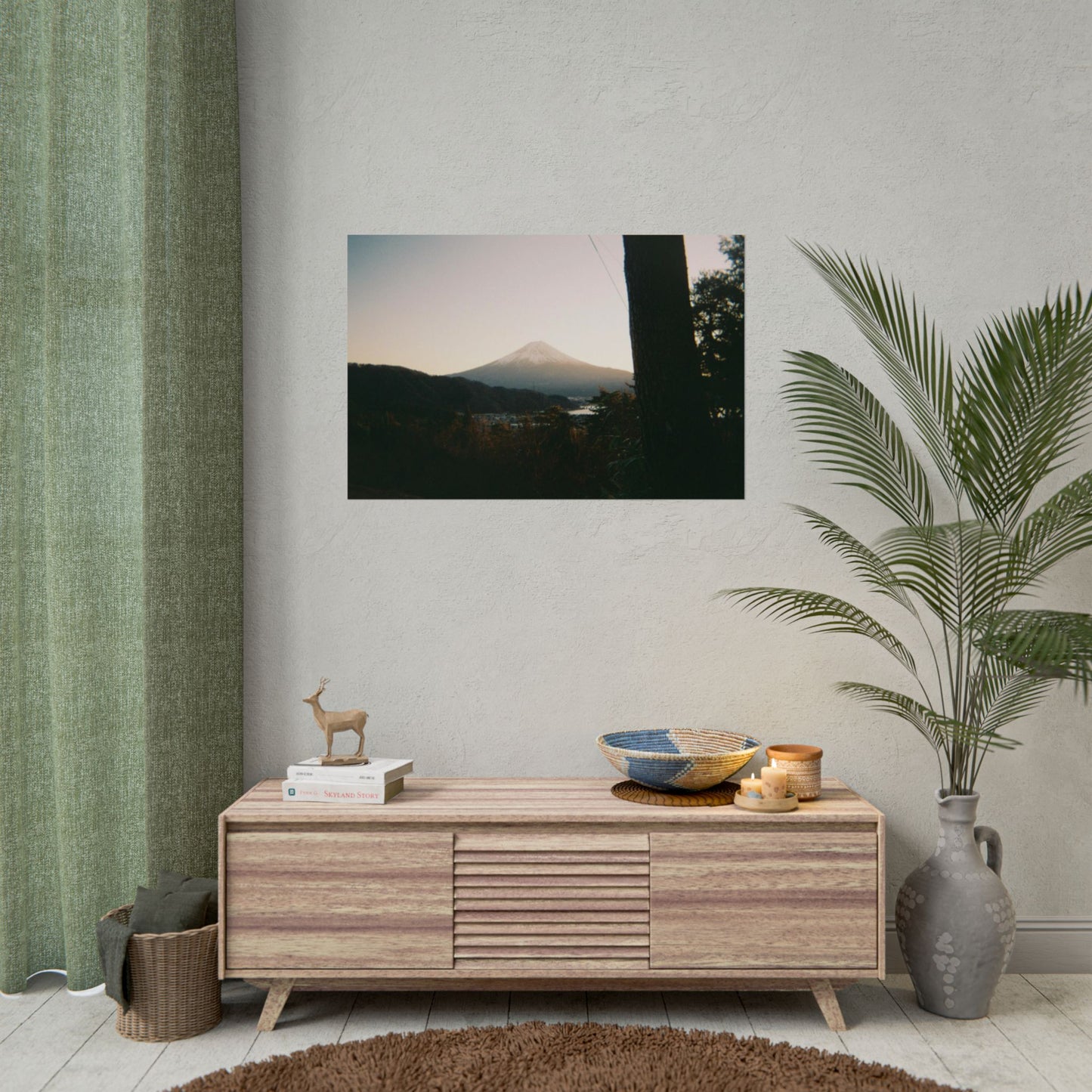 Mount Fuji Sunset Poster — Vintage-Style Japanese Landscape Print (use film camera)